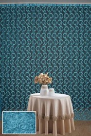 Resim VAKKO MODEL TURKUAZ RENK İP PERDE HAZIR DÜĞMELERİ DİKİLMİŞ İP PERDE 300 * 270 cm 