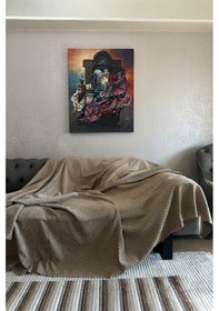 Resim Sofline Kadife Şönil Koltuk Örtüsü, Kaymaz Kanepe Örtüsü, Koltuk Şalı 180 X 220cm Bej 