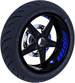 Resim Moto Rider 4'lü Sticker Seti Reflektif Mavi İç Dış Jant Şeridi Kask ve Çamurluk 