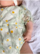 Resim Little Ya Ya Love Kız Bebek Papatya Baskılı Romper Bandana Set 