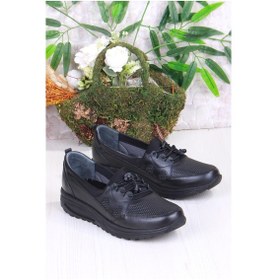 Resim Mehmet Mete 32020 Anatomik Hafif Rahat Hakiki Deri Kadın Ayakkabı Siyah 