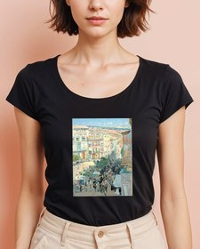 Resim Bir Güney Fransa Şehrinin Manzarası Geniş Yaka Tişört 