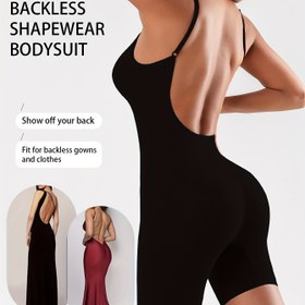 Resim 1 adet Kadınlar için Dikişsiz Sırtı Açık Bodysuit - Orta Basınçlı Karın Kontrolü Şekillendirici, Makinede Yıkanabilir Düz Renk Günlük ve Özel Durumlar için, Zarif Sırtı Açık Tasarım ile Orta Esneklik 