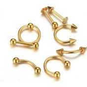 Resim Gold Bayan Erkek Çelik Kaş Burun Kulak Çene Piercing Ec83Sr (478253491) Altın 