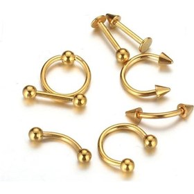Resim Gold Bayan Erkek Çelik Kaş Burun Kulak Çene Piercing Ec83Sr (478253491) Altın 