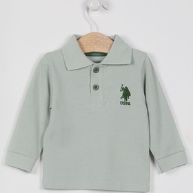 Resim U.S. Polo Assn. Lisanslı Classic Haki Erkek Bebek Uzun Kol Yakalı Sweatshirt 