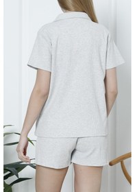 Resim Nicoletta Kadın Şortlu Pijama Takımı Kısa Kollu Kaşkorse Salaş Cepli Taş Nıc1070 R96 Taş 