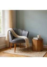 Resim Azra Mobilya Papatya Berjer Tekli Koltuk Deri Kumaş, Modern Tasarım, Demonte Ayaklı - Gri Gri 