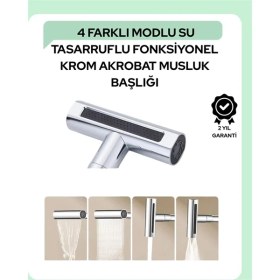Resim Nevamel Çok Fonksiyonlu Musluk Başlığı | 4 Su Modu | Geniş Uyumlu Adaptör Seti | Mutfak ve Banyo Uyumlu 