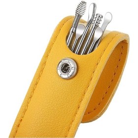 Resim Chavin Deri Çantalı 6 Parça Çelik Kulak Temizleme Seti Sarı 