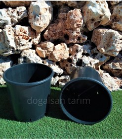 Resim 18,5 Lt Siyah Yuvarlak Üretim Saksı Fide Saksı Çiçek Saksı 