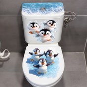 Resim 1 Adet Sevimli Penguen Tuvalet Sticker - Okyanus Temalı Banyo Dekorasyonu için Tank Kapağı 