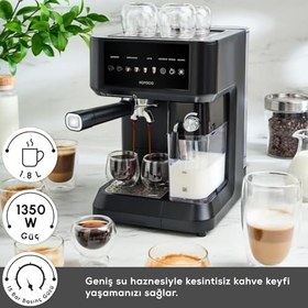 Resim Karaca MyCaffe Barista S10 Entegre Süt Hazneli, Espresso, Latte ve Cappuccino Makinesi Matte Black 
