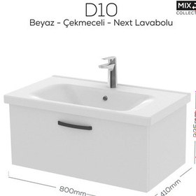 Resim Creavit D10 Eksen Lavabo Dolabı Çekmeceli 80 Cm Beyaz Beyaz 