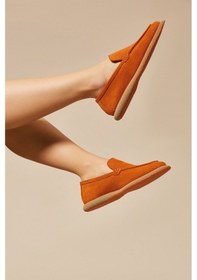 Resim Maegan Kadın Turuncu Gerçek Süet Deri Loafer Turuncu 