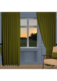 Resim Yağ Yeşili Ada Fon Perde Sık Pile 1'e 3 Pile-yağ Yeşili Yağ Yeşili 