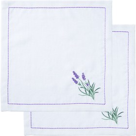 Resim Lavender Nakışlı Leke Tutmaz Keten Peçete 45x45 cm (2'li Set) - 2 Adet 45x45 cm 