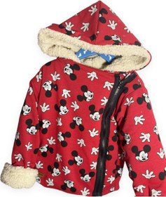 Resim happykds123 Çocuk Mont,mickey Mause Desen,3 Iplik Pamuk Kumaş,içi Komple Kuzu Peluş,soğuğa Ve Rüzgara Dayanıklı 