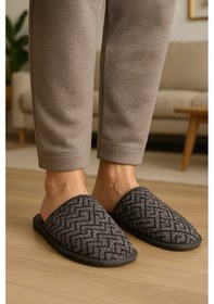 Resim Erkek Ev Terliği Rahat Kullanışlı Terlik Füme 