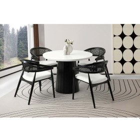 Resim Siyah Mobilgen Gazel Sandalye Orkide Masa Takımı Siyah - Beyaz 