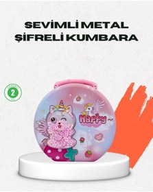 Resim Mini Çocuk Para Kasası Güvenli Kilitli Birikim Kutusu 