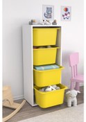 Resim Sepetli Oyuncak Pra4D Dolabı Sarı 4 Derin Sarı 