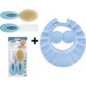 Resim Sevi Bebe Naturel Fırça Tarak + Bebek Duş Başlığı Seti Mavi 