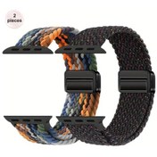 Resim Cloud011 2 Adet Manyetik Kilitli Örgü Kayış İwatch 42mm 44mm 45mm 46mm 49mm Seri 5 Karışık Renk 
