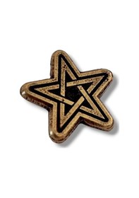Resim Yörük Tasarım Pentagram Yıldız Antik Sarı Deekope Kesim Yaka Rozeti Kahverengi 