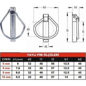 Resim 10 mm Traktör Pimi Yaylı Pim Kaliteli Çelik (5 Adet) 