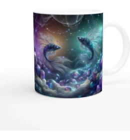 Resim Balık Burcu Baskılı Kahve Kupası - Büyülü Kristal Mağarası Temalı Vs3 