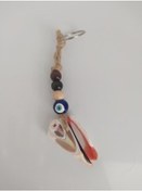 Resim Hasır Renkli Ahşap Boncuklu Nazar Anahtarlık Çanta Süsü 11873 