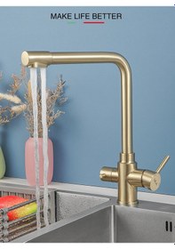 Resim Mutfak Eviye Bataryası Dual Flow Aritma Çikişli Mat Altın Yeni 