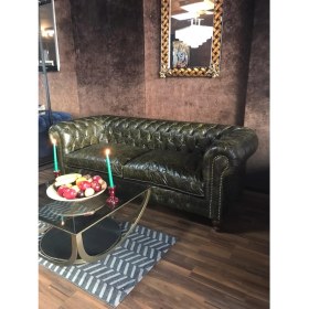 Resim 3A Mobilya 3A Green Old Nawy Hakiki Deri Chesterfield 