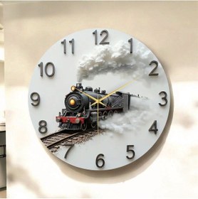 Resim Tren Renkli Baskı Desenli Sayılı Hediyelik Ahşap Sessiz Tablo Duvar Saati 02 Renkli 