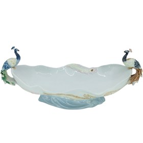 Resim Tavuskuşu Figürlü Renkli Porselen Gondol Kase 