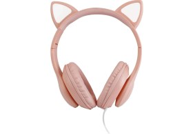 Resim Polosmart FS56 Kedi Figürlü Kablolu Mikrofonlu Kulaküstü Kulaklık Pembe 
