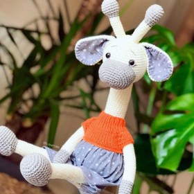 Resim Amigurumi Zürafa Oyuncak - Turuncu Kazaklı 