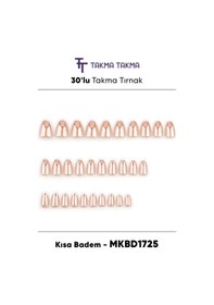 Resim Mkbd1725 Kısa Badem 30'lu Tekrar Kullanılabilir Protez Takma Tırnak 