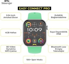Resim Slazenger Easy Connect Elite Akıllı Saat, AMOLED Ekran, 42mm Kasa, Spor Takip, Sağlık Takip, IP68 Su Geçirmez, Uzun Pil Ömrü, Dokunmatik Ekran, Silikon Kayış, Hediyeli, Tiffani Yeşil 