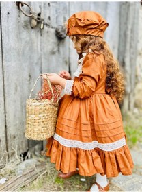 Resim H L Y Karol Tasarım Taba Vintage Kız Bebek Elbisesi,doğum Günü,fotoğraf Çekim Elbise,0-12 Yaş Uygun Taba 