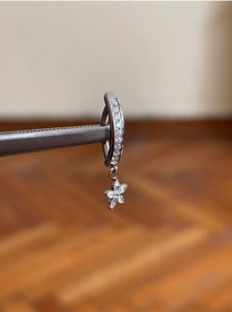Resim Yıldız Çiçek Sallantılı Titanyum Klips Göbek Piercing Ultraliğht 10 Mm Titanyum Göbek Piercingi Mavi 