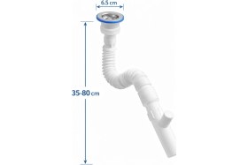 Resim Özbest Rekorlu Körüklü Lavabo Sifonu-Çamaşır & Bulaşık Makinası Çıkışlı, Kolaytemizlenebilir 