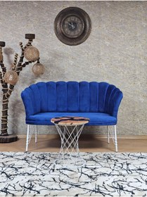 Resim ZAFİR İkili Beyaz Boyalı Tel Ayak Papatya Çay Seti Koltuk Takımı , Balkon, Salon, Ofis, Cafe Koltuk Takımı 