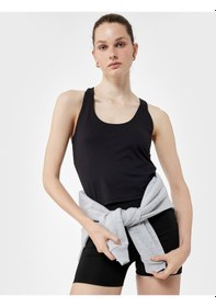 Resim Koton U Yaka Kolsuz Slim Fit İnterlok Sporcu Atleti Siyah 5sak30079nk Siyah 