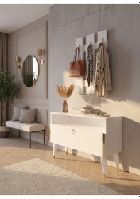 Resim Resital Portmanto Vestiyer - Gp7004-1 - Beyaz Gold Beyaz 