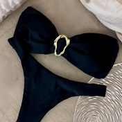Resim Yaz Plaj Yeni Bölünmüş Düz Renk Bikini Moda Seksi Tüp Üst Mayo Rahat Tatil Bağlı İki Parça Mayo 