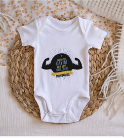 Resim Bitmeyenkartus Bk Kids Isimli Dayım Her Şeyi Halleder Tasarımlı Bebek Body Zıbın Beyaz 