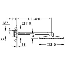 Resim Grohe Rainshower Smartactive 310 Cube Tepe Duşu Seti 430mm 26479a 