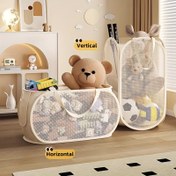 Resim 1 Adet Büyük Kapasiteli Oyuncak Saklama Sepeti - Bölmeli Şeffaf Kumaş Organizatör, Kolay Bulunabilir, Oturma Odası, Oyun Odası veya Yatak Odası İçin İdeal, Oyuncak Organizasyonu | Oyun Odası Depolama | Dayanıklı Depolama Sepeti, Oyuncak Saklama Organizatörü 